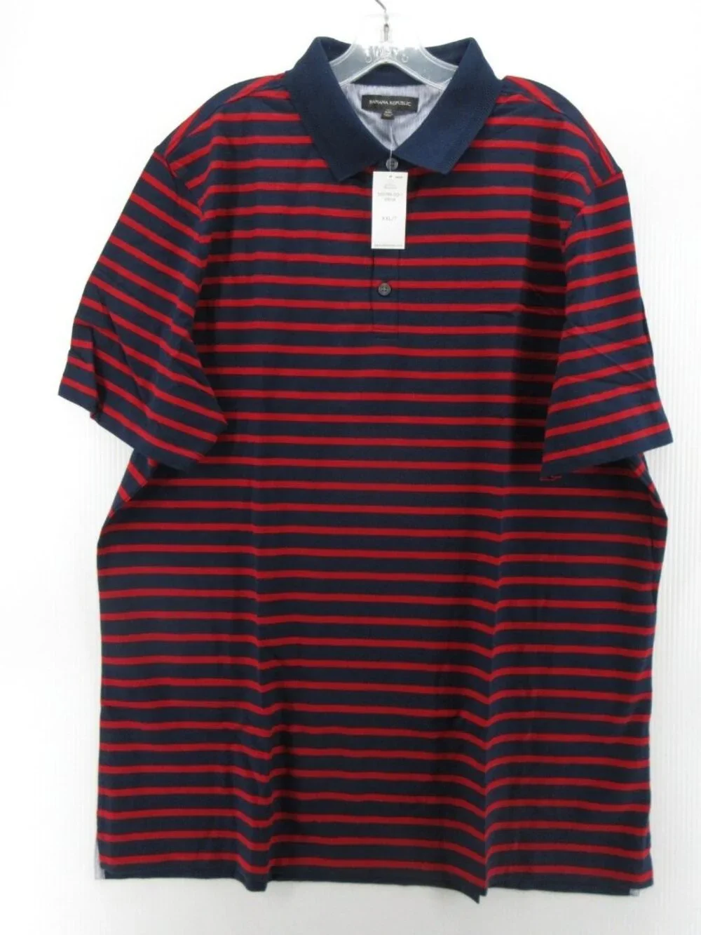 Banana Republic Polo Shirt XXL Tall Red Pullover Striped Preppy NEW